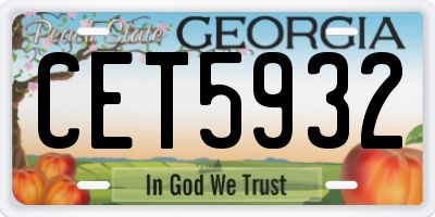GA license plate CET5932