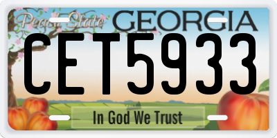 GA license plate CET5933