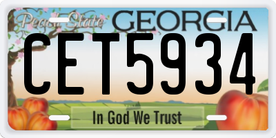 GA license plate CET5934