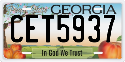 GA license plate CET5937