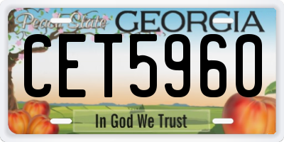 GA license plate CET5960