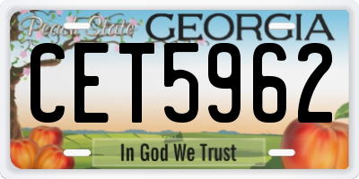 GA license plate CET5962