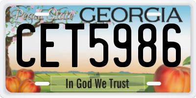 GA license plate CET5986