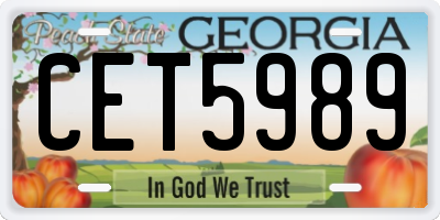 GA license plate CET5989