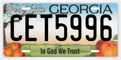 GA license plate CET5996