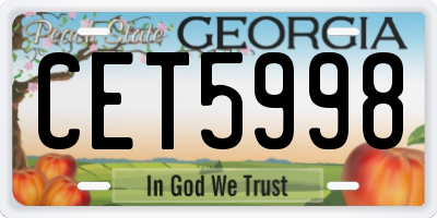 GA license plate CET5998