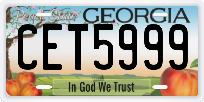GA license plate CET5999