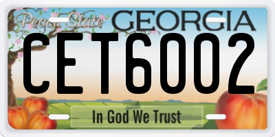 GA license plate CET6002