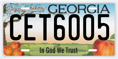 GA license plate CET6005