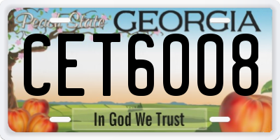 GA license plate CET6008