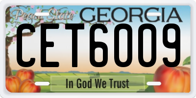 GA license plate CET6009
