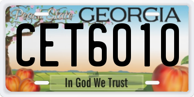 GA license plate CET6010