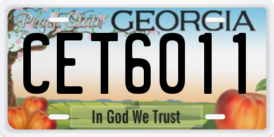GA license plate CET6011