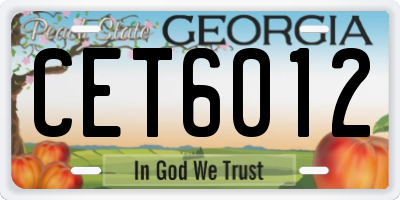 GA license plate CET6012
