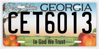 GA license plate CET6013
