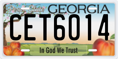GA license plate CET6014