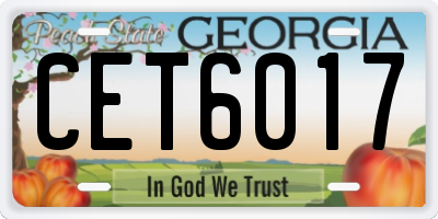 GA license plate CET6017