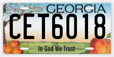 GA license plate CET6018