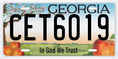 GA license plate CET6019