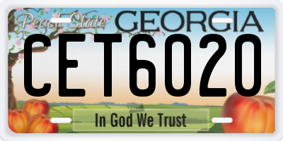 GA license plate CET6020