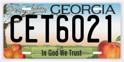 GA license plate CET6021