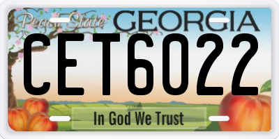 GA license plate CET6022
