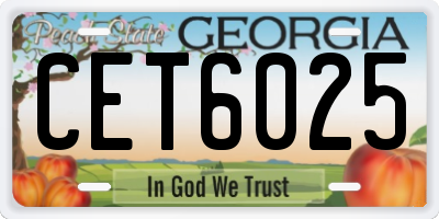 GA license plate CET6025