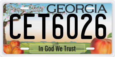 GA license plate CET6026