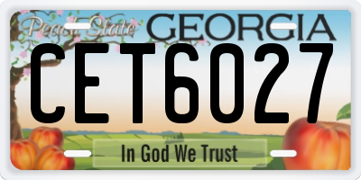 GA license plate CET6027