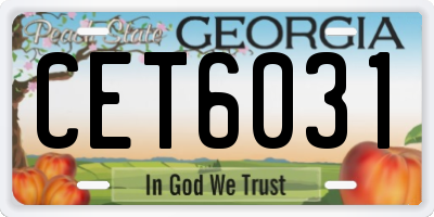 GA license plate CET6031