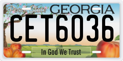 GA license plate CET6036