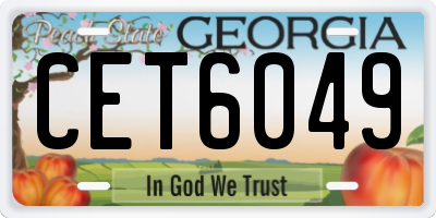 GA license plate CET6049