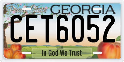 GA license plate CET6052