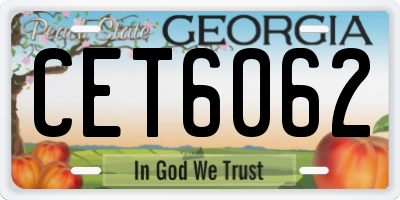 GA license plate CET6062