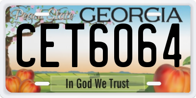 GA license plate CET6064