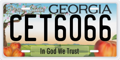 GA license plate CET6066