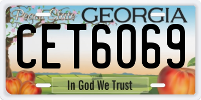 GA license plate CET6069