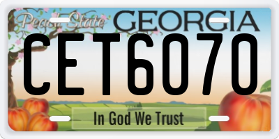 GA license plate CET6070
