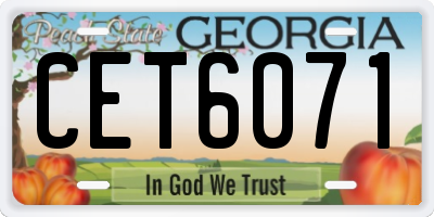 GA license plate CET6071