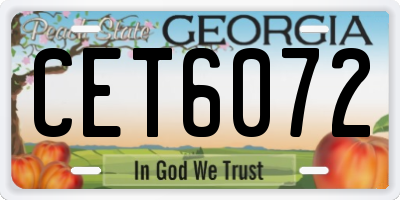 GA license plate CET6072