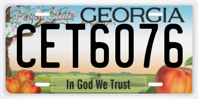 GA license plate CET6076