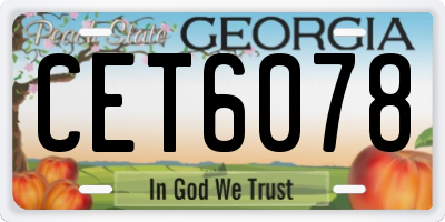 GA license plate CET6078