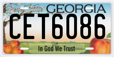 GA license plate CET6086