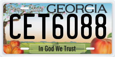 GA license plate CET6088