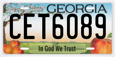 GA license plate CET6089