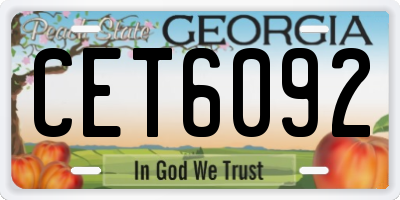 GA license plate CET6092