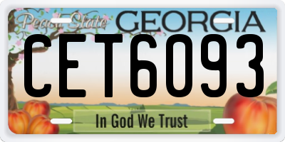 GA license plate CET6093