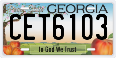 GA license plate CET6103