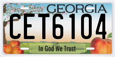 GA license plate CET6104