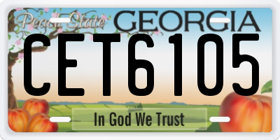 GA license plate CET6105